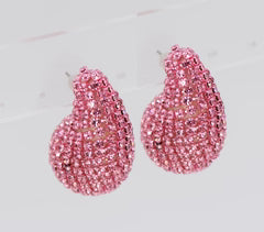 PINK RHINESTONE DROP EARRINGS