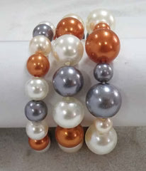 3 LAYER BROWN MULTI COLOR STRETCH BRACELET