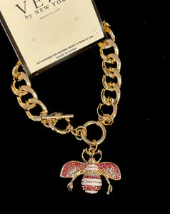 Bee Toggle Bracelet Pink