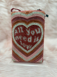 Pink Beaded Crossbody Bag