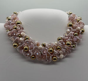 Bib Pale Pink Artistic Glass Copper Choker Set