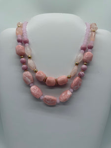 Light Pink Marbled Bead Set with earrings