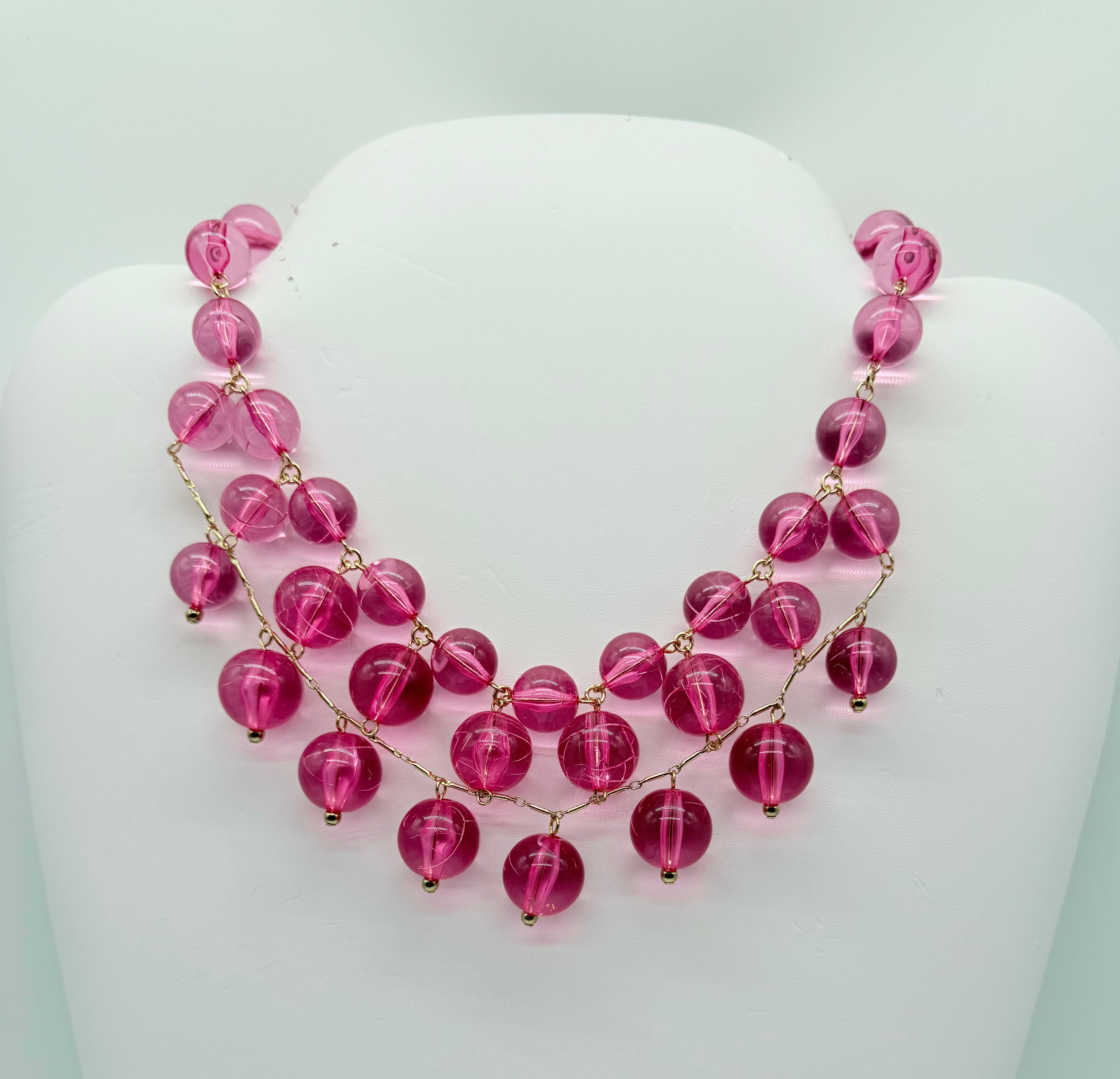 Pink Bubble Ball Bead Necklace