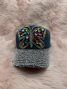 Breast Cancer Awareness Baseball Cap Denim Butterfly