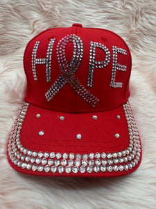 Breast Cancer Awareness Baseball Cap Red Hope