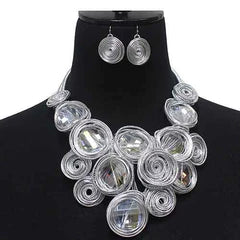 SILVER CIRCLE NECKLACE STONES