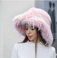 OVERSIZED FLUFFY FAUX FUR BUCKET HAT