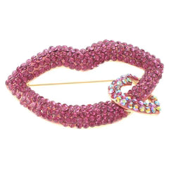 GOLD FUCHSIA LIP BROOCH