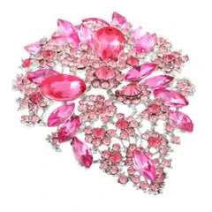 Pink, Fuchsia and Silver Teardrop Brooch