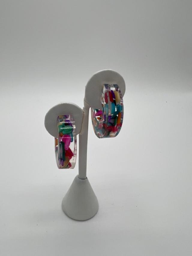 Clear and Multi Color earrings E24019