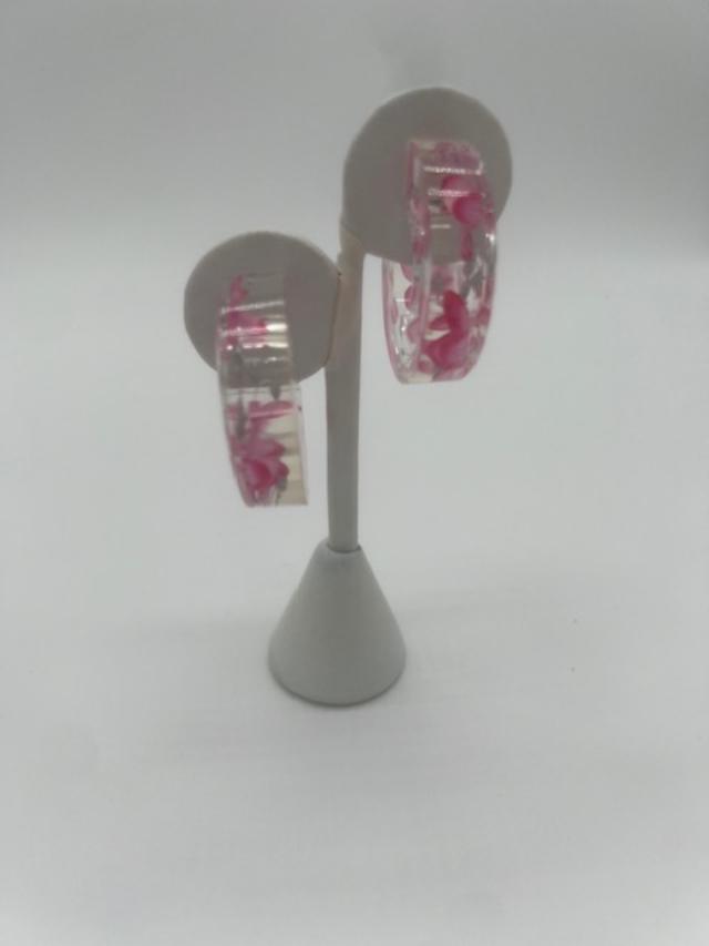 Clear and Pink earrings E24020