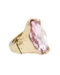 Cocktail Round Cut Pink Crystal Gold Stretch Ring