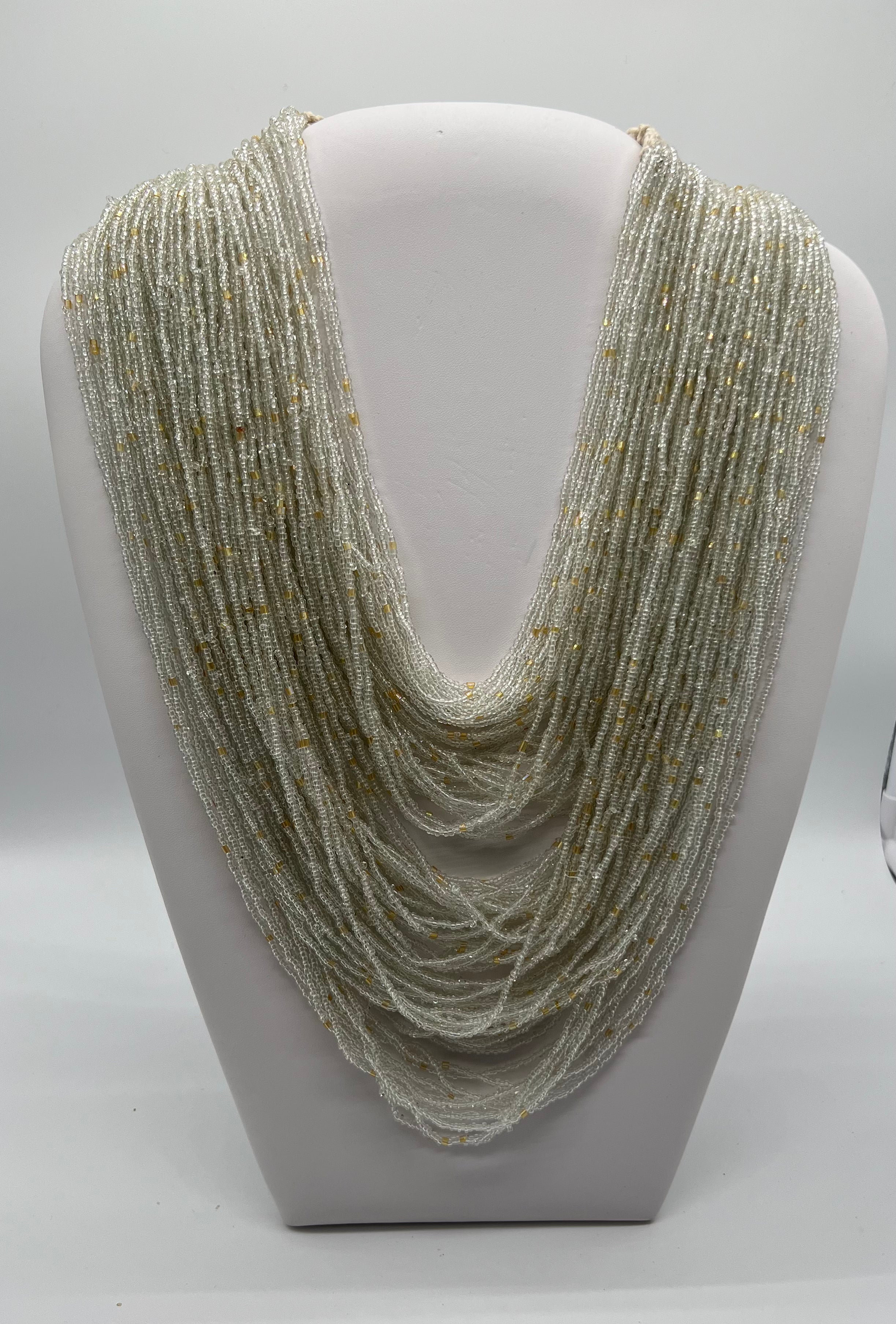 NK2300013 Beaded Necklace Clear and Gold