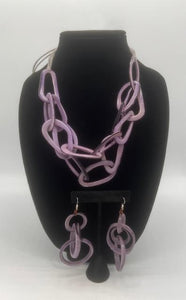 Tagua Lavendar Necklace and Earrings Set NK24003