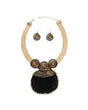 Pendant Black Druzy Stone Wire Tribal Necklace