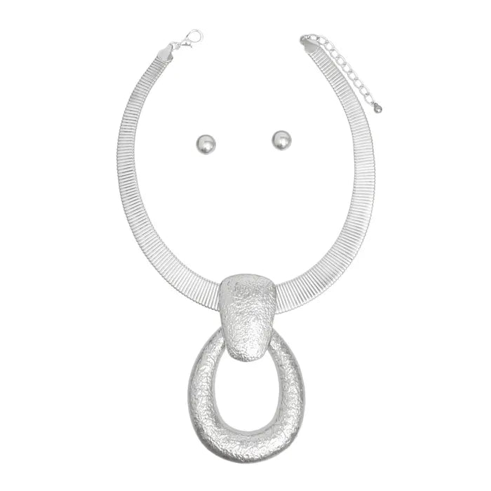 Pendant Silver Door Knocker Omega Chain Necklace