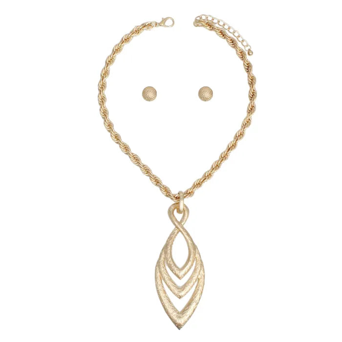 Pendant Thick Gold Rope Chain Marquise Necklace