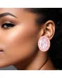 Pink Oval Halo Studs