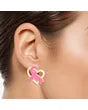 Golden Heartbeat: Pink Ribbon Looped Heart Earrings