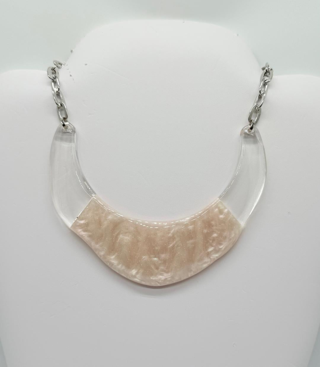 Pink and Clear Lucite Short Necklace