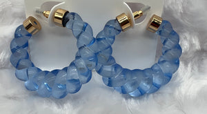 Translucent Blue Hoop Earrings E028