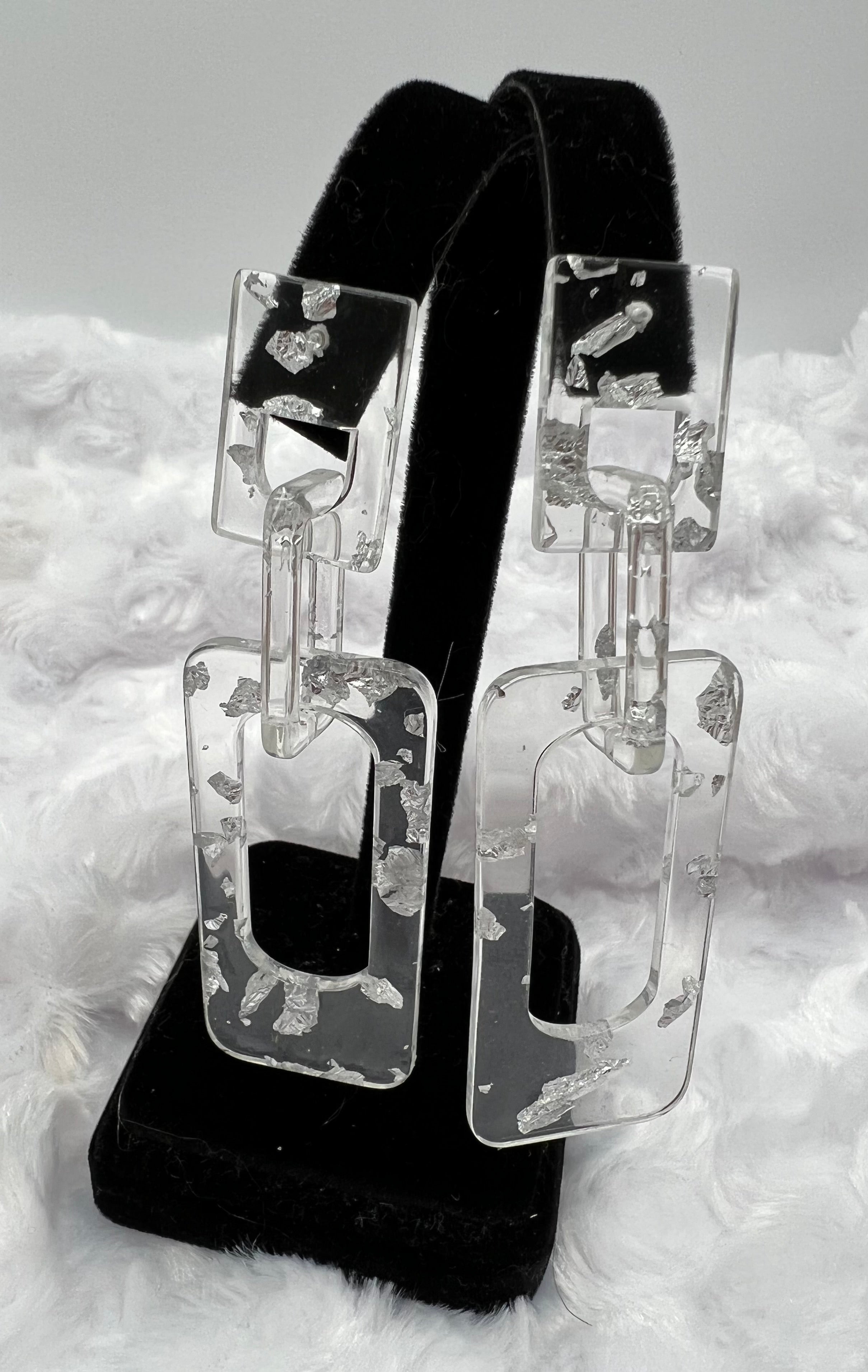 Clear Rectangular Earrings E027