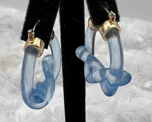 Translucent Blue Loveknot  Hoop Earrings E029