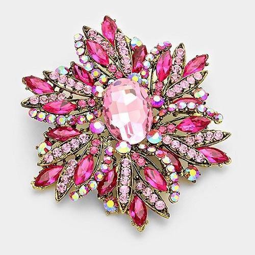 Pink Rhinestone Brooch P007